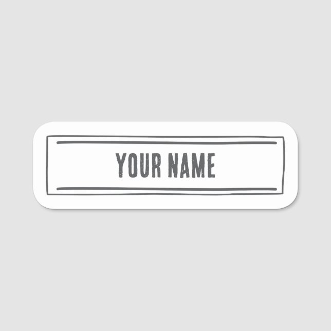 Anpassad Namnskylt – Minimalistisk Handritad Namnbricka (Framsida)