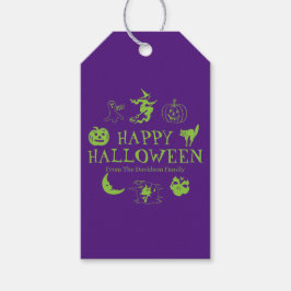 Anpassad namnsökning för happy halloween lila grön presentetikett