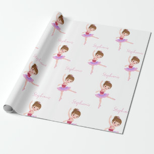 Anpassad namnSöt Rosa & White Ballerina Presentpapper