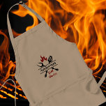 Anpassad namnstöld, huvud-BBQ Pappa Fars dag-gåva Förkläde<br><div class="desc">Modern Barbeque-design med personlig namn. Perfektens gåva till alla BBQ älskare.</div>