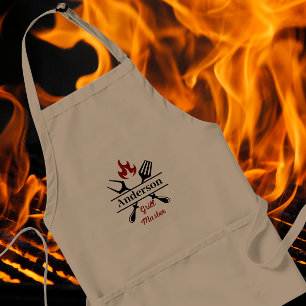 Anpassad namnstöld, huvud-BBQ Pappa Fars dag-gåva Förkläde