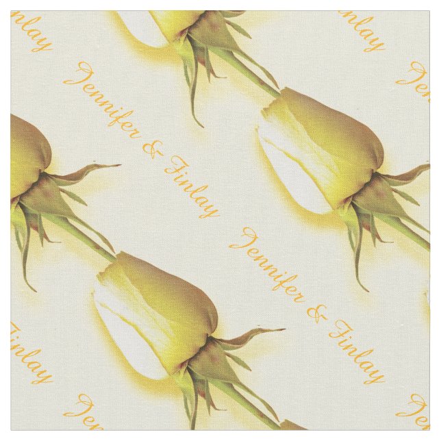 Anpassad namnstruktur för gul ros bröllop tyg (Närbild)