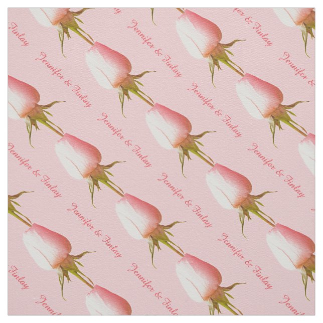 Anpassad namnstruktur för rosa ros bröllop tyg (Provkarta)