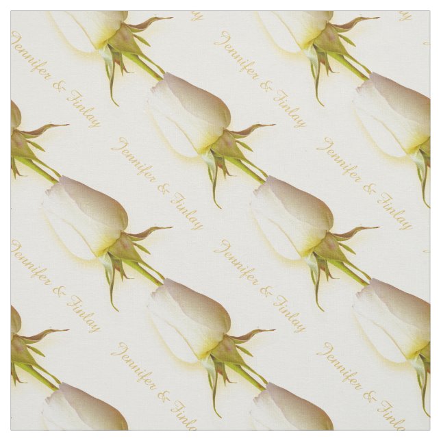 Anpassad namnstruktur för vit ros bröllop tyg (Provkarta)