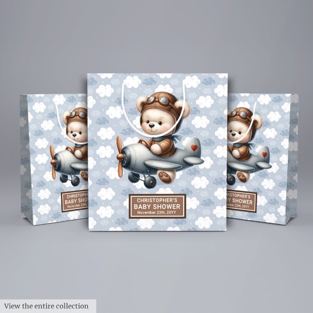 Anpassad namnsymbol, babyvisningsprogram, Nalle fö (Custom Name Teddy Bear Baby Shower Gift Bag Idea)