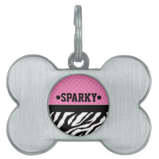 Anpassad namntagg med Zebra Pet-Rosa ID-bricka Husdjur