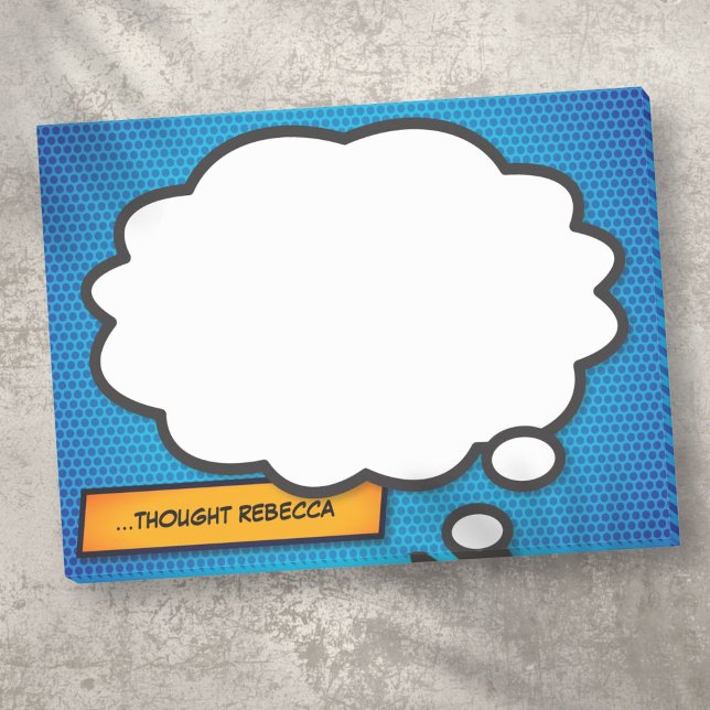 Anpassad namnTänka Bubble Roligt Tecknad Bok Post-it Block (Custom Name Think Bubble Fun Comic Book Post-it Notes)