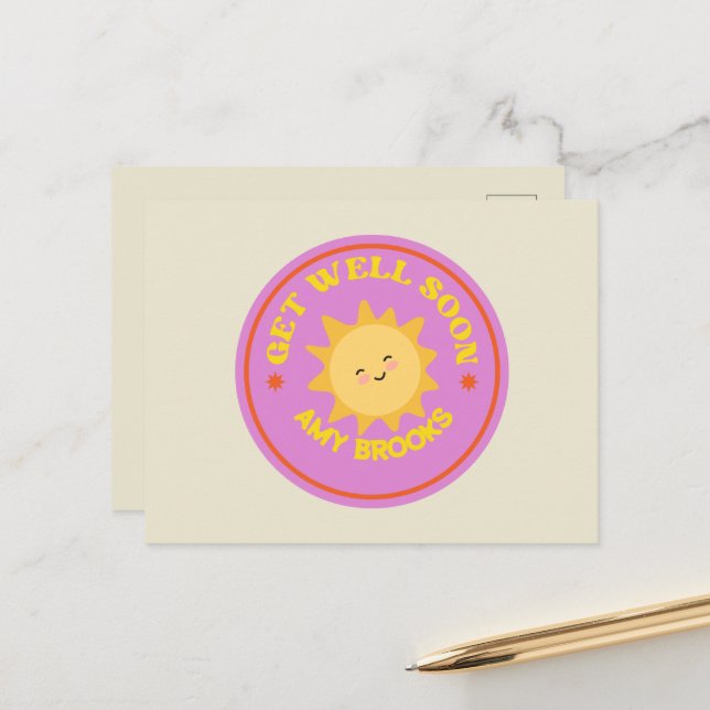 Anpassad namntext för snabb återhämtning sol på li vykort (Fram/Back In Situ)