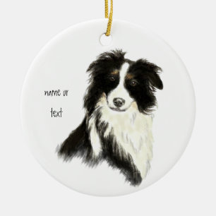 Anpassad namntext Gräns Collie Hund Pet Julgransprydnad Keramik