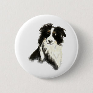 Anpassad namntext Gräns Collie Hund Pet Knapp