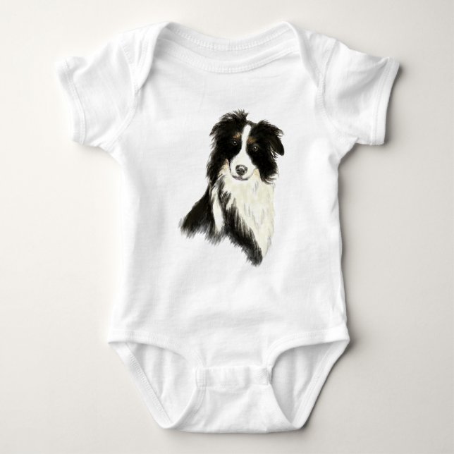 Anpassad namntext Gräns Collie Hund Pet Tee (Framsida)