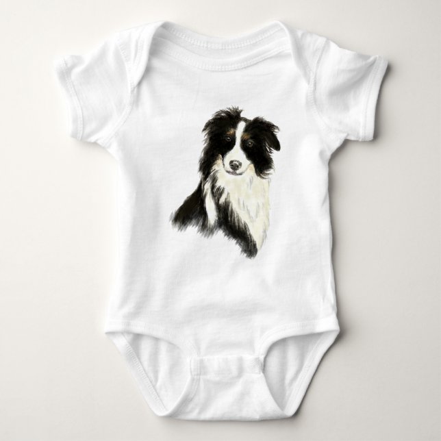 Anpassad namntext Gräns Collie Hund Pet Tee Shirt (Framsida)