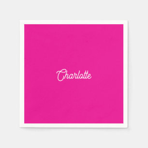 Anpassad namntext Hot Pink vit minimalistisk Pappersservett