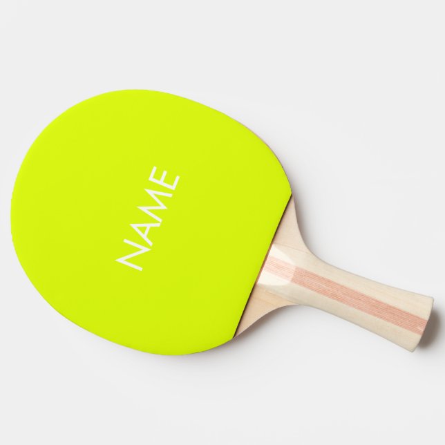 Anpassad namntextmonogram neon chartreuse-grönt pingisracket (Sidan)