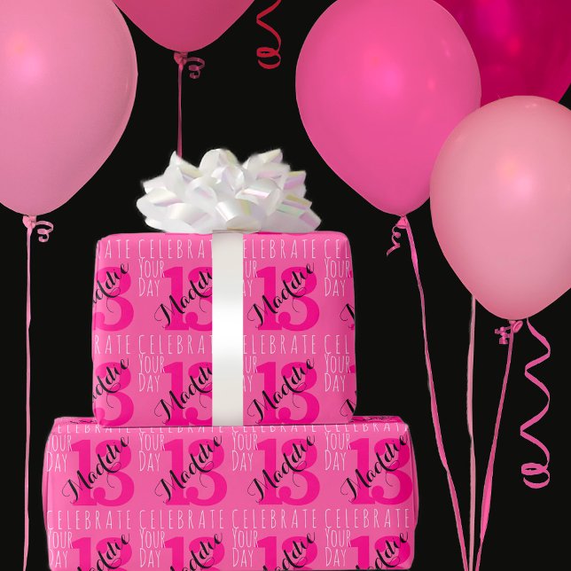 Anpassad namntypografi för Rosa 13:e födelsedag Presentpapper (Skapare uppladdad)