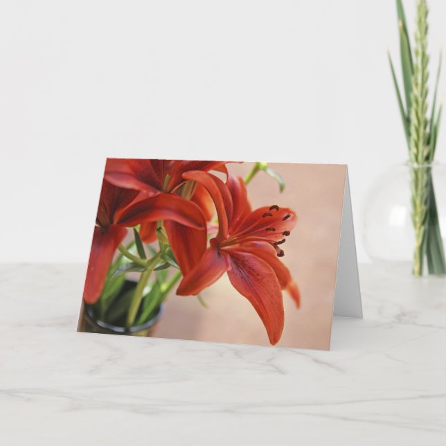 Anpassad närbildsfoto på Orange Tigerlily Kort (Framsida)
