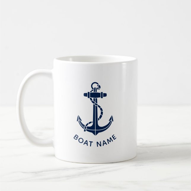 Anpassad nautisk båtankare strandresa kaffemugg (Vänster)
