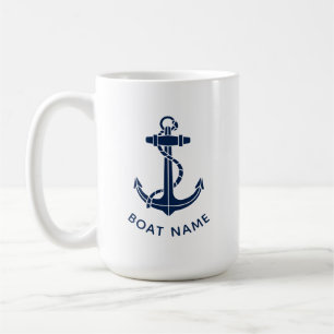Anpassad nautisk båtankare strandresa kaffemugg