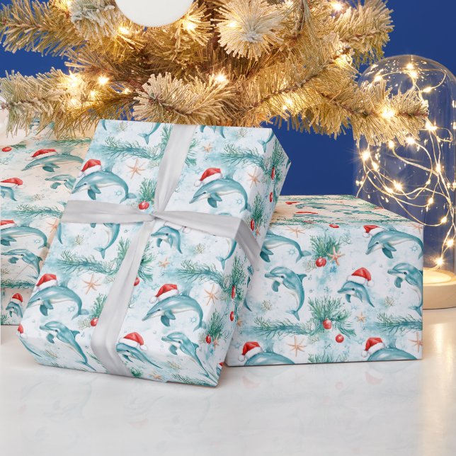 Anpassad nautisk jul Santa delfin mönster Presentpapper (Helgdagar)