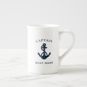 Anpassad nautisk kapten båtankare flotta benporslin mugg