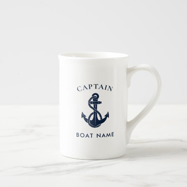 Anpassad nautisk kapten båtankare flotta benporslin mugg (Höger)