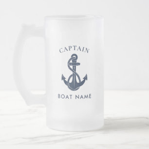 Anpassad nautisk kapten Navy Blue båtankare Frostat Ölglas