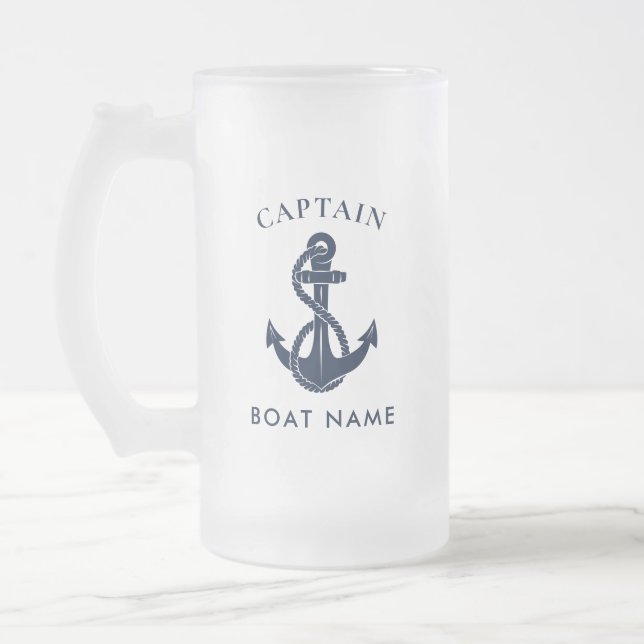 Anpassad nautisk kapten Navy Blue båtankare Frostat Ölglas (Vänster)
