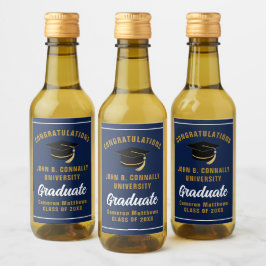 Anpassad Navy Blue Gold Examenfest Mini Vinetikett