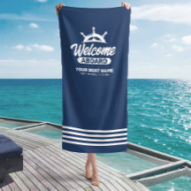 Anpassad Navyblå Båt Namn Välkommen Ombord