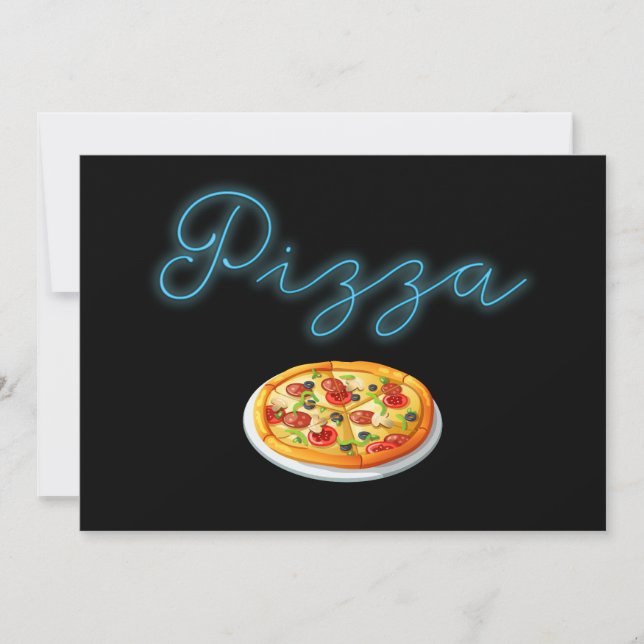 Anpassad Neon Glöd Pizza Fest Inbjudan (Framsida)