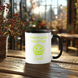 Anpassad Neon Halloween - Limegrön Pumpa Design Mugg