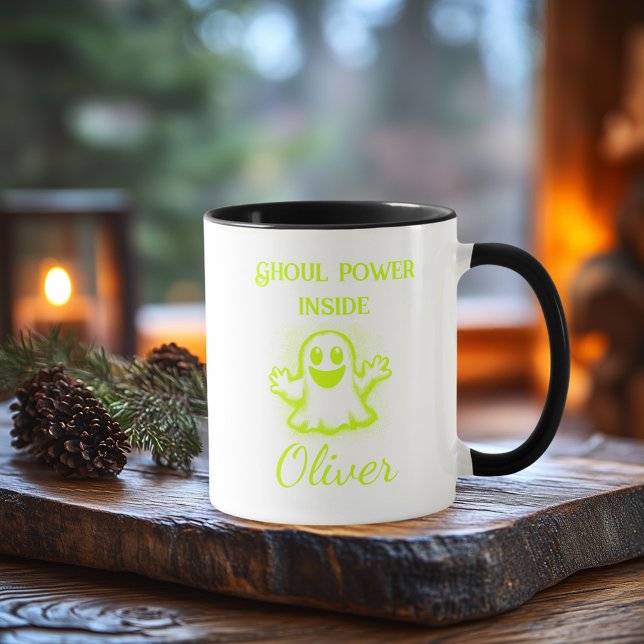 Anpassad Neon Halloween-mugg - Lime Ghost-design Mugg (Skapare uppladdad)