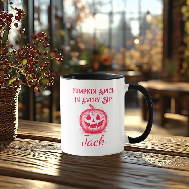 Anpassad Neon Halloween - Röd Pumpa Design Mugg (Skapare uppladdad)