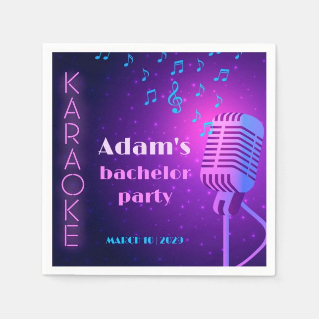 Anpassad Neon Karoake Natt Spenarparty Pappersservett (Framsidan)