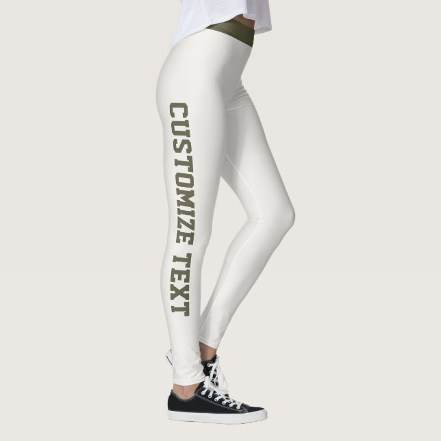 Anpassad Neutral Mörk Olivgrön Kvinnlig Rolig Athl Leggings (Höger)