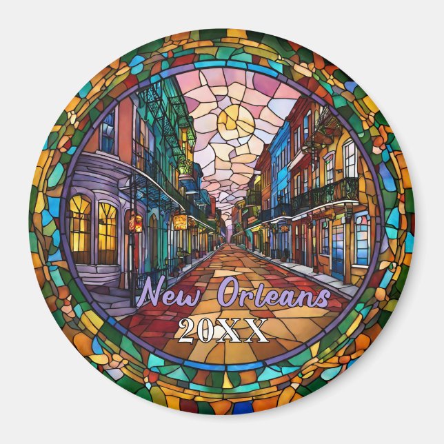 Anpassad New Orleans Bourbon Street Daterad  Magnet (Framsidan)