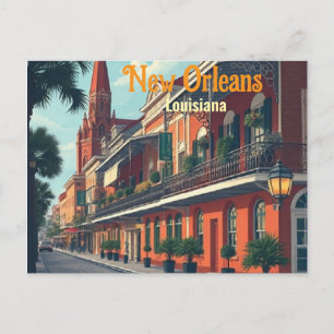 Anpassad New Orleans Louisiana Resa Konst Vintage Vykort