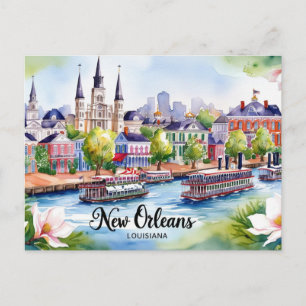Anpassad New Orleans Louisiana Resa Konst Vintage Vykort