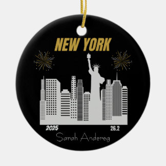Anpassad New York 2025 Marathon Löparpresent Julgransprydnad Keramik