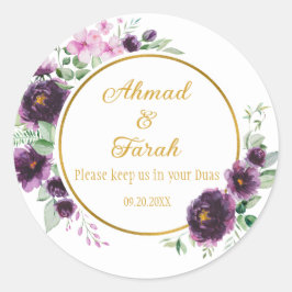 Anpassad Nikkah Shaadi Islamsk Bröllopsblomma Runt Klistermärke