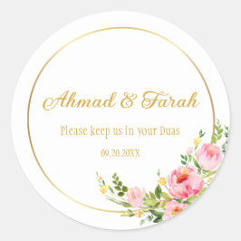 Anpassad Nikkah Shaadi Islamsk Bröllopsblomma Runt Klistermärke