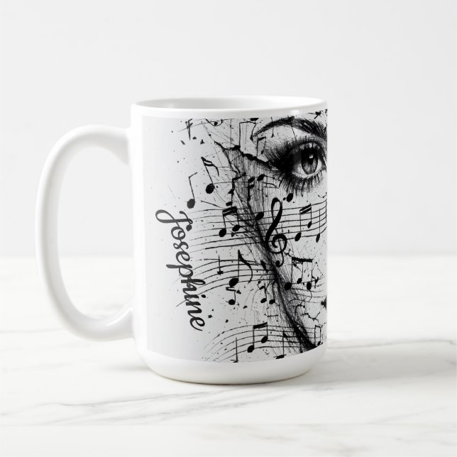Anpassad notbladskonst ansikte svart vitt konstnär kaffemugg (Vänster)
