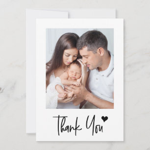 Anpassad Ny baby Fotos Modern Hjärt Baby Shower  Tack Kort