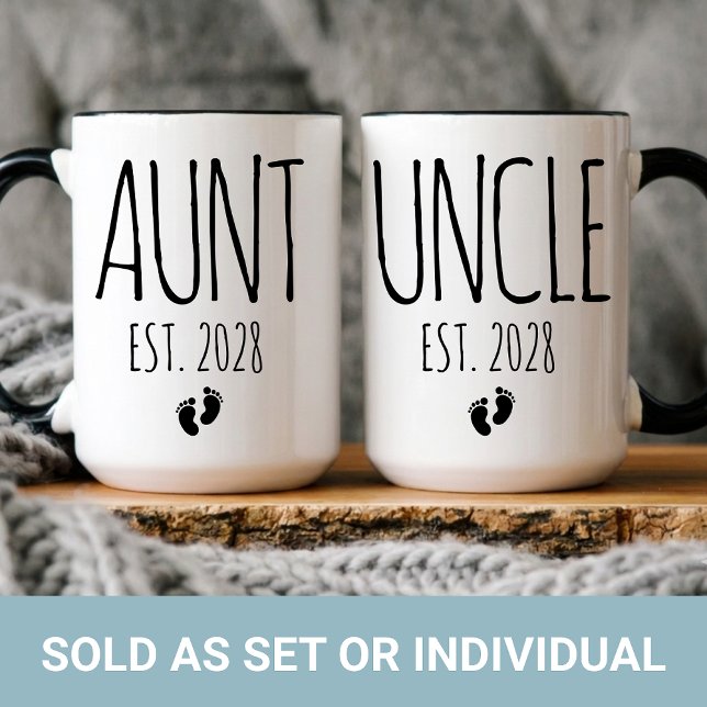 Anpassad Ny Mugguppsättning för Faster och Farbror Mugg (Custom New Uncle Coffee Mug Pregnancy Announcement Gift, New Aunt and Uncle Mug Set Baby Reveal Gift)