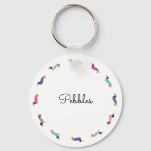 Anpassad nyckelkedja för Dachshund-knapp Nyckelring