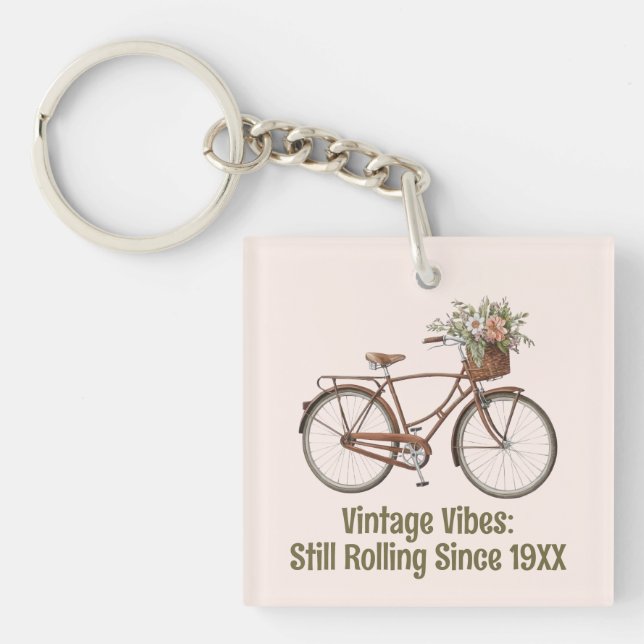 Anpassad nyckelkedja för vintage, cykel (Framsidan)