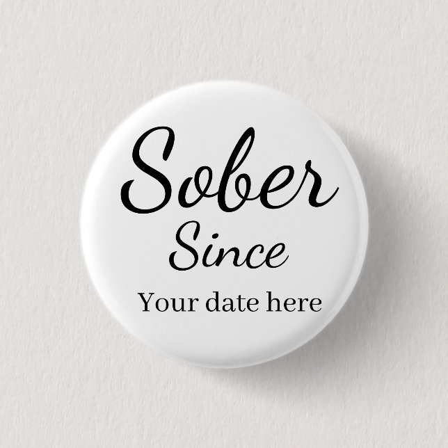 Anpassad nyckelring “Sober Since” - Datum för nykt Knapp (Framsida)