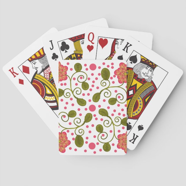 Anpassad Nyckfull Rosa Blommig & Prickig Mönster Casinokort (Baksidan)