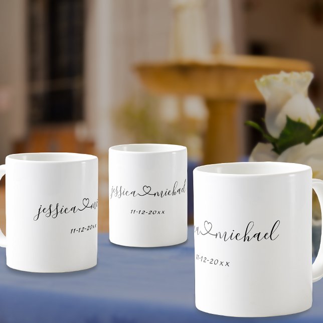 Anpassad Nygifta Namn Förenad Kärlek Bröllopsdatum Mugg (Wedding mug ❤️)