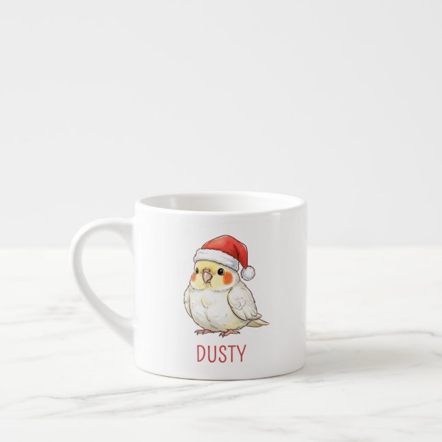 Anpassad Nymfparakit Med Julhatt  Espressomugg (Vänster)